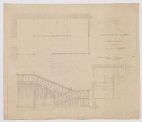 1 vue [Blois ]: château de Blois, salle des États : projet d'escalier, [ca 1877]. Provenance : fonds de l'architecte Jules de La Morandière (F 423)