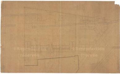 1 vue [Blois : projet d'un dépôt d'étalons (haras) : plan général, ca 1878-1880]. Provenance : fonds de l'architecte Jules de La Morandière (F 424-427)