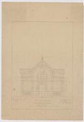 1 vue [Blois]: dépôt d'étalons de Blois [haras] : façade principale des écuries de boxes, 1878. Provenance : fonds de l'architecte Jules de La Morandière (F 424-427)