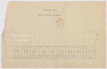 1 vue [Blois]: dépôt d'étalons de Blois [haras] : écuries, [ca 1878]. Provenance : fonds de l'architecte Jules de La Morandière (F 424-427)