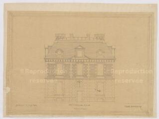 1 vue [Blois : dépôt d'étalons de Blois (haras): bâtiment du directeur : façade postérieure, [ca 1878]. Provenance : fonds de l'architecte Jules de La Morandière (F 424-427)
