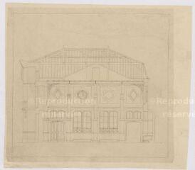 1 vue [Blois : dépôt d'étalons de Blois (haras) : élévation d'une façade, ca 1878]. Provenance : fonds de l'architecte Jules de La Morandière (F 424-427)