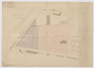 1 vue [Blois : dépôt d'étalons de Blois (haras): plan du terrain [rue des Lices] ca 1878]. Provenance : fonds de l'architecte Jules de La Morandière (F 424-427)