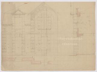 1 vue [Blois : dépôt d'étalons de Blois (haras): élévation d'un bâtiment non identifié, ca 1878]. Provenance : fonds de l'architecte Jules de La Morandière (F 424-427)