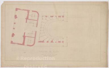1 vue [Blois] : théâtre de Blois : plan de l'étage des loges, [1867-1869]. Provenance : fonds de l'architecte Jules de La Morandière (F 430-431)