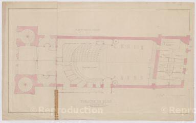 2 vues [Blois] : théâtre de Blois : restauration, [1867-1869]. Provenance : fonds de l'architecte Jules de La Morandière (F 430-431)