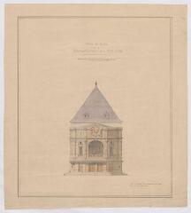 1 vue [Blois] : ville de Blois : projet de restauration du théâtre : [façade principale], août 1868. Provenance : fonds de l'architecte Jules de La Morandière (F 430-431)