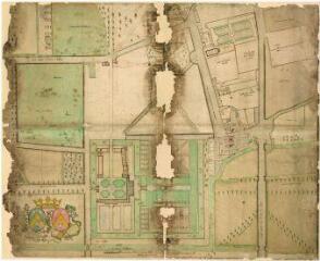1 vue [Lamotte-Beuvron : plan du château et de ses abords, ca 1769], plume et aquarelle.