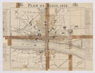 1 vue [Blois] : plan de Blois [avec table alphabétique des rues, quais et places], 1882, plan imprimé.