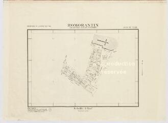 1 vue Romorantin : quartier de l'église Saint-Etienne, plan régulier dressé par le Ministère de la Construction, 1961, plan imprimé.