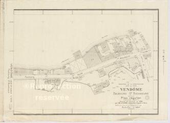 1 vue Vendôme : faubourg Saint-Bienheuré, plan régulier dressé par le Ministère de la Construction, 1958, plan imprimé.