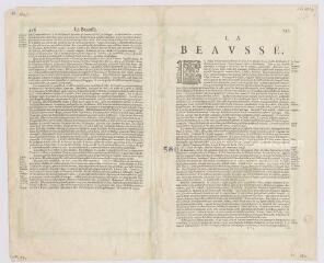 1 vue  - [Beauce]: la Beausse, [notice historique et géographique du plan au recto, XVIIe], imprimée. (ouvre la visionneuse)