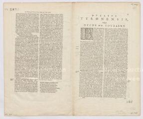 1 vue  - [Duché de Touraine] : ducatus Turonensis perlustratus et descriptus, [1631], notice (cf. 1 Fi 587/1). (ouvre la visionneuse)