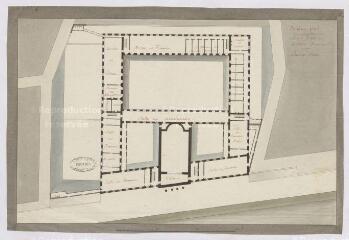1 vue Blois : avant-projet de l'hospice : premier étage, par Mandart, 1785, plume et aquarelle. Provenance : fonds de l'architecte Jules de La Morandière (F 414).