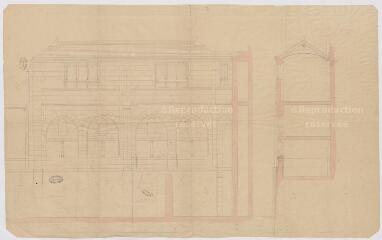 1 vue [Blois : plan de l'église cathédrale (aucune indication), XIXe], plume et aquarelle. Provenance : fonds de l'architecte Jules de La Morandière (F 419).
