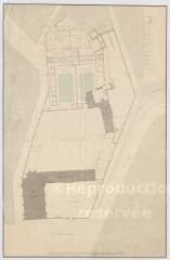 1 vue [Blois : plan du Bureau de Bienfaisance (aucune indication), XIXe], plume et aquarelle. Provenance : fonds de l'architecte Jules de La Morandière (F 417).