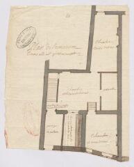 1 vue [Blois] : plan de la maison comme elle est présentement [rue Chemonton, XVIIIe], plume et aquarelle . Provenance : 54 H 2.