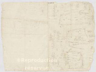1 vue [Talcy : seigneurie] : brouillons des plans et arpentages de M. Guesdron qui ont servy à faire le plan général de l'atlas, 2 janvier 1736, plume.
