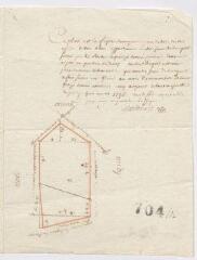 1 vue  - [Roches : plan de] la figure d\'une petite pièce de bois taillis appelée le Bois Blanc appartenant à Monsieur de Burgeat [?], mars 1736, plume. (ouvre la visionneuse)