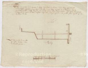 1 vue [Talcy] : plan d'une partie de la garenne de Talcy dépendante du château dudit Talcy appartenante à la citoyenne Gastebois [?], par Cochet, 5 brumaire an 8 [27 octobre 1799], plume.