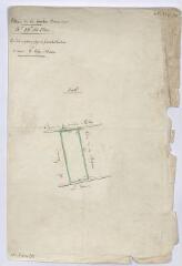 1 vue [Talcy] : [plan de] bornage de la ferme de la Bassecour, [située dans le village de Talcy, feuille n°15 bis], [18 décembre 1833], plume et aquarelle.