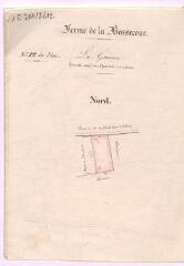 1 vue [Talcy : plans de la] ferme de la Basse-Cour : la Garenne, [feuille] n° 12 du plan, [15 décembre 1833], plume et aquarelle.
