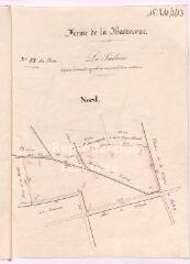 1 vue [Talcy : plans de la] ferme de la Basse-Cour : les Sauloies, [feuille] n° 13 du plan, [15 décembre 1833], plume et aquarelle.