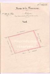 1 vue [Talcy : plans de la] ferme de la Basse-Cour : Malaguet (?), [feuille] n° 15 du plan, [15 décembre 1833], plume et aquarelle.