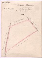 1 vue [Talcy : plans de la] ferme de la Basse-Cour : le Muid de Morée, [feuille] n° 4 du plan, [15 décembre 1833], plume et aquarelle.