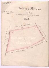 1 vue [Talcy : plans de la] ferme de la Basse-Cour : la Vache, [feuille] n° 8 du plan, [15 décembre 1833], plume et aquarelle.