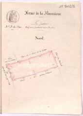 1 vue [Talcy : plans de la] ferme de la Basse-Cour : la Justice, [feuille] n° 9 du plan, [15 décembre 1833], plume et aquarelle.