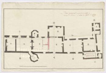 1 vue [Vendôme] : plan général des parties à rediffier du château de Vendôme, le 1er septembre 1783, plume et aquarelle.