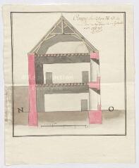 1 vue [Vendôme : plan du château de Vendôme] : coupe sur la ligne NO, le 1er septembre 1783, plume et aquarelle.