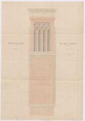1 vue [Blois] : château de Blois, bâtiment Louis XII : façade sur la place, détail d'une cheminée [par Grenouillot, 1897?], plume et aquarelle.