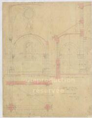 1 vue [Sambin] : église de Sambin : détail d'une travée [ca 1882-1883], plume et aquarelle.