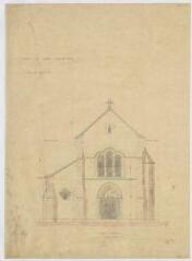 1 vue [Sambin] : église de Sambin : façade principale, septembre 1882, plume et aquarelle.