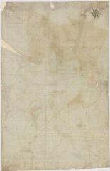 1 vue [Saint-Léonard-en-Beauce] : plan de la paroisse de Saint Léonard levé géométriquement [?], mars 1791, plume et aquarelle.