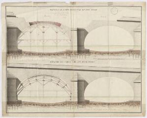1 vue Blois : plan de la 2ème et 3ème arche du pont détruit pendant la Révolution, 24 germinal an XI (14 avril 1803). Sans échelle.