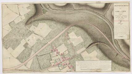 1 vue  - Département du Loir-et Cher : plan de la RN 157 (plan de la descente du Temple aux abords de Vendôme, ancien tracé), 1808. Echelle au 1/1000e. (ouvre la visionneuse)