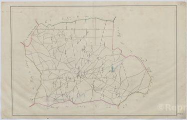 1 vue  - Méry-es-Bois : carte de la commune (territoire de la Sologne), s.d. Sans échelle. (ouvre la visionneuse)