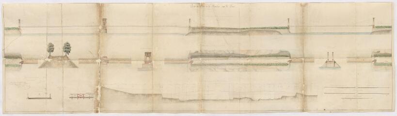 1 vue Mer et Muides sur Loire : plan des ponts sur la Loire, juillet 1841.