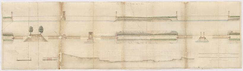 1 vue Mer et Muides sur Loire : plan des ponts sur la Loire, juillet 1841.