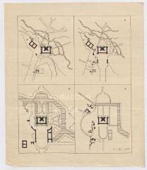 1 vue Chambord : plan du château et de son environnement (quatre états), s.d. Provenance : Fonds Frédéric Lesueur.