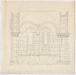 1 vue  - Blois : croquis de l\'abbaye de Saint Lomer (élévation latérale des bas-côtés), s.d. Provenance : Fonds Frédéric Lesueur. (ouvre la visionneuse)