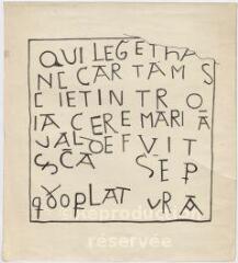 1 vue  - Blois : croquis de l\'inscription provenant du collatéral sud de la Crypte, s.d. Provenance : Fonds Frédéric Lesueur. (ouvre la visionneuse)
