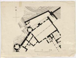 1 vue Blois : plan de la salle des Etats Généraux et du début de l'aile François Ier du château au niveau du rez-de-chaussée, s.d. Provenance : Fonds Frédéric Lesueur.