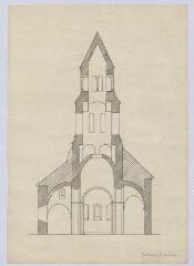 1 vue Suèvres : croquis de l'église Saint-Lubin (coupe transversale), s.d. Provenance : Fonds Frédéric Lesueur.