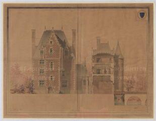 1 vue  - Lassay-sur-Croisne : [relevé] du bâtiment d\'habitation du château du Moulin et coupe du bâtiment d\'entrée, 1901. Provenance : Fonds Pierre Chauvallon. (ouvre la visionneuse)