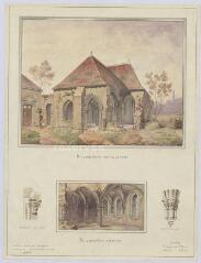 1 vue Saint-Julien-sur-Cher : croquis de la cour, des détails de l'abbaye d'Olivet, 1906. Provenance : Fonds Pierre Chauvallon.