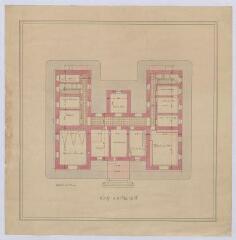 1 vue  - Romorantin-Lanthenay : plan du sous-sol du projet d\'Hôtel de Ville de la commune, s.d. Provenance : Fonds Pierre Chauvallon. (ouvre la visionneuse)